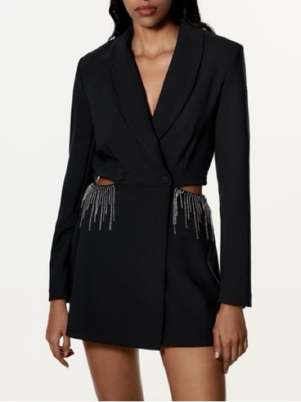 ZARA Rhinestone Cut Out Short Jumpsuit Size XS